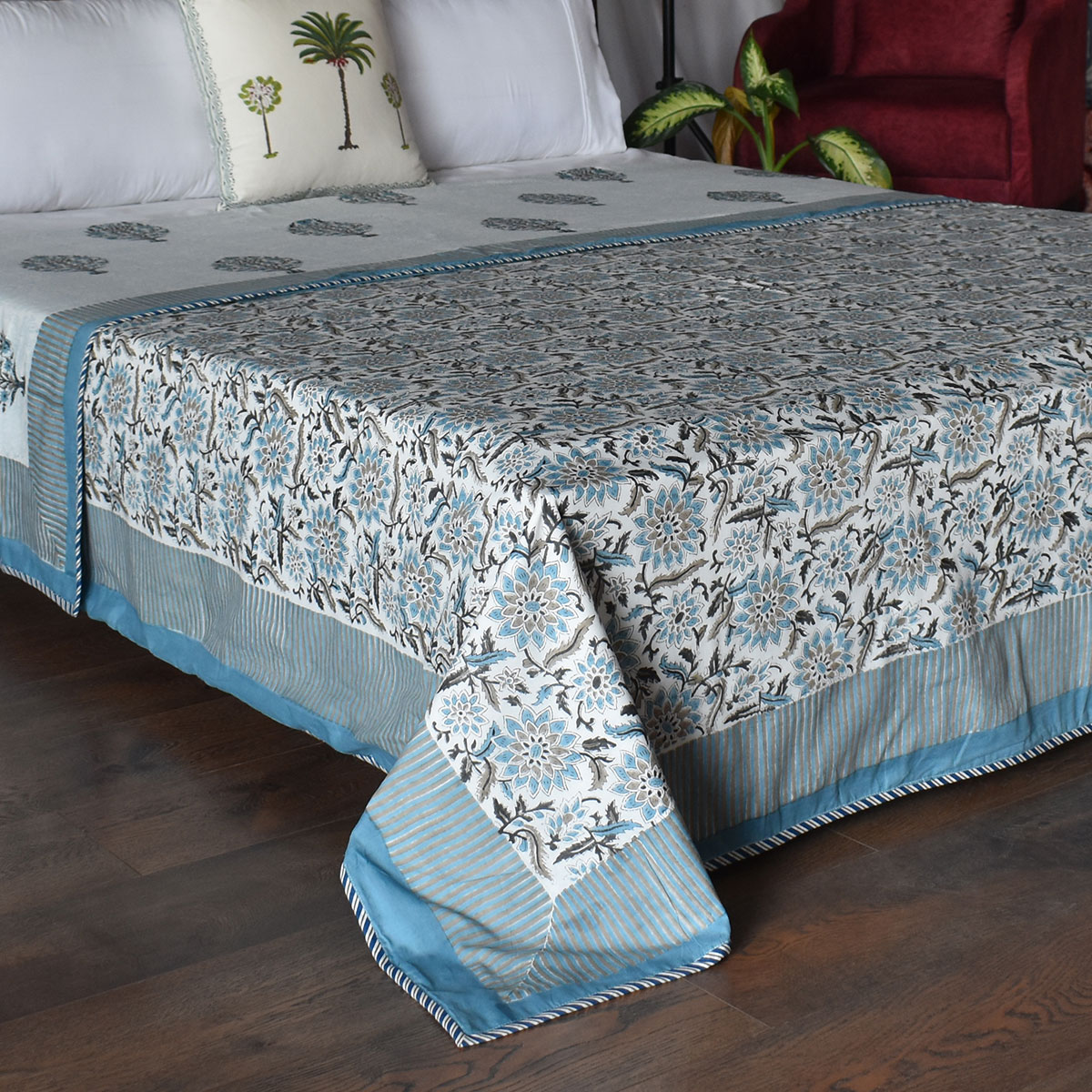 Indian Hand Block Printed Cotton Dohar Queen Size 260610