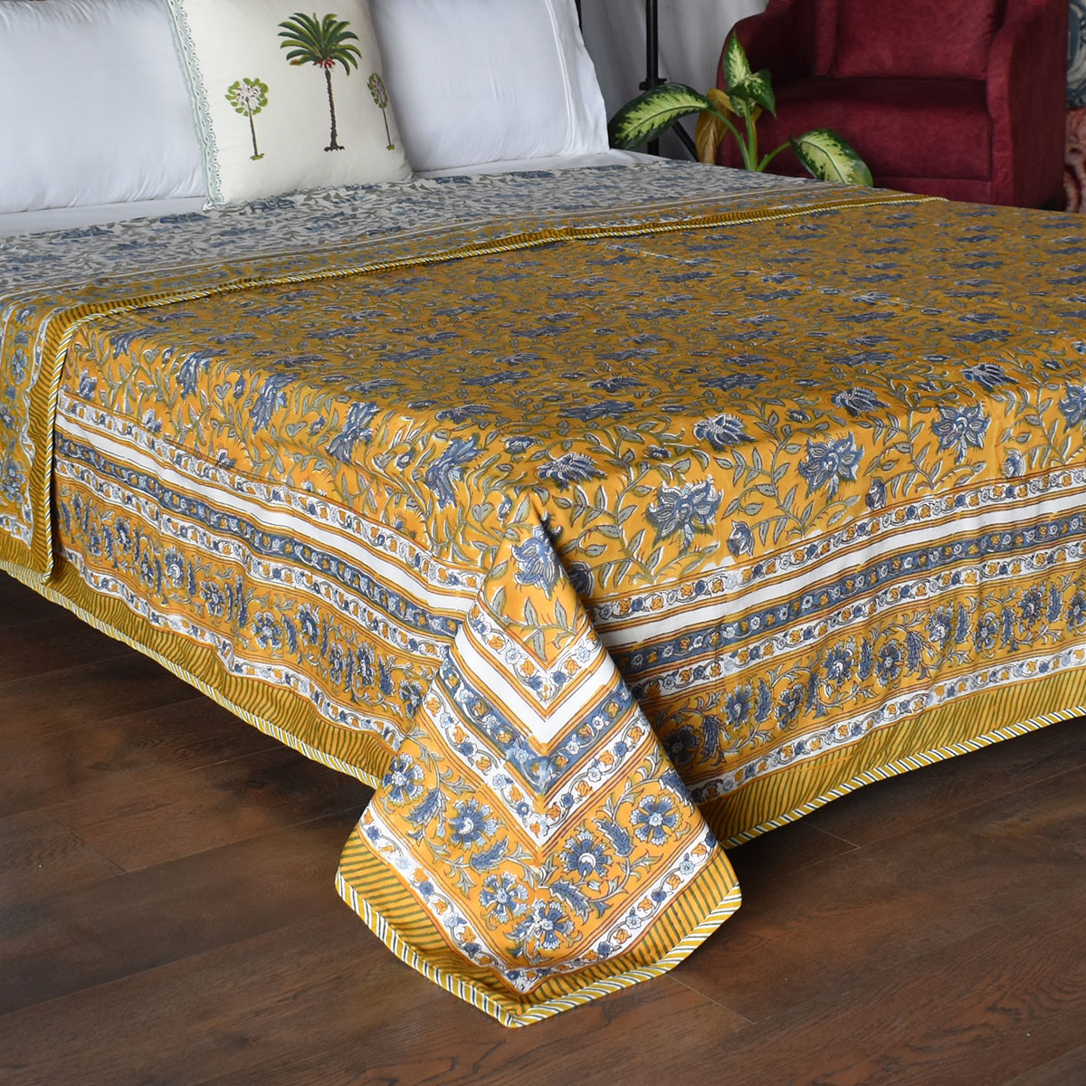 Indian Hand Block Printed Cotton Dohar Queen Size 260614