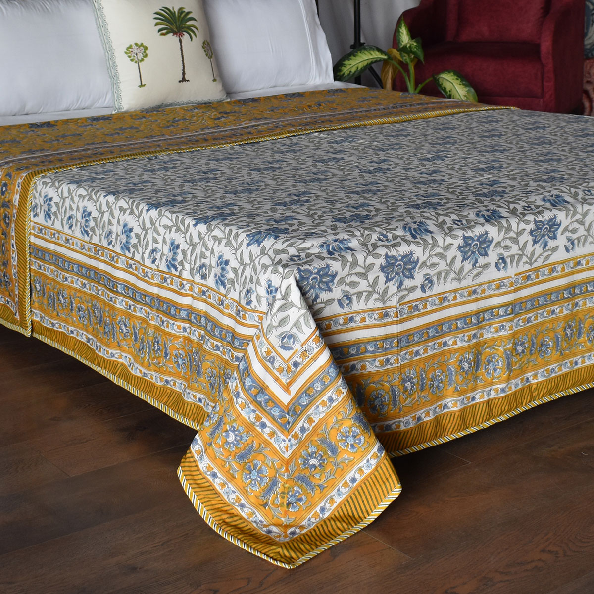 Indian Hand Block Printed Cotton Dohar Queen Size 260614