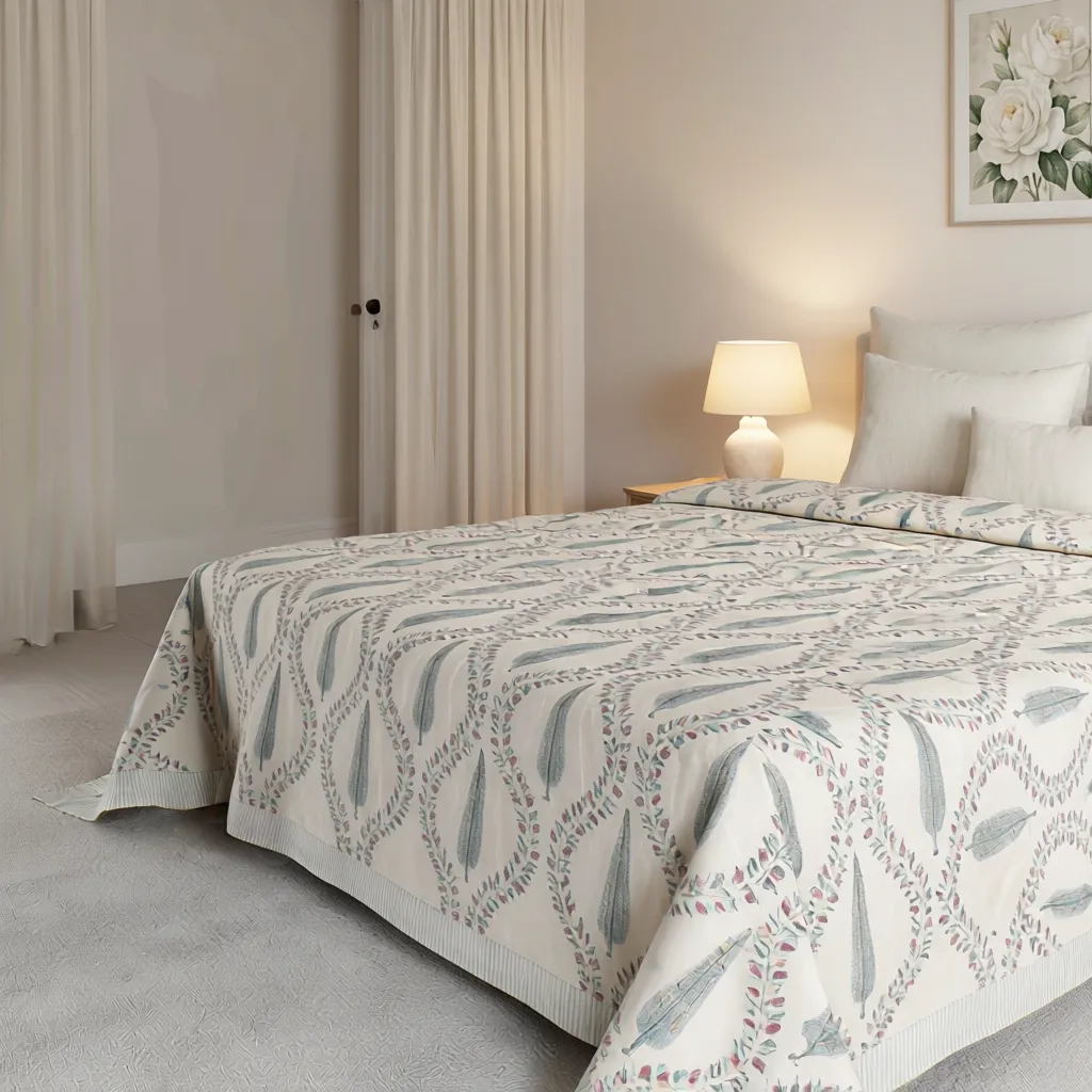 Queen Size Percale Fine Cotton Bedspread with 2 Pillow Cases 260935