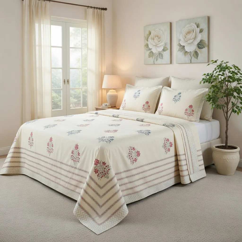 Queen Size Percale Fine Cotton Bedspread with 2 Pillow Cases 260942