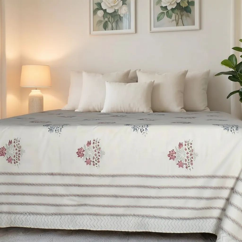 Queen Size Percale Fine Cotton Bedspread with 2 Pillow Cases 260942