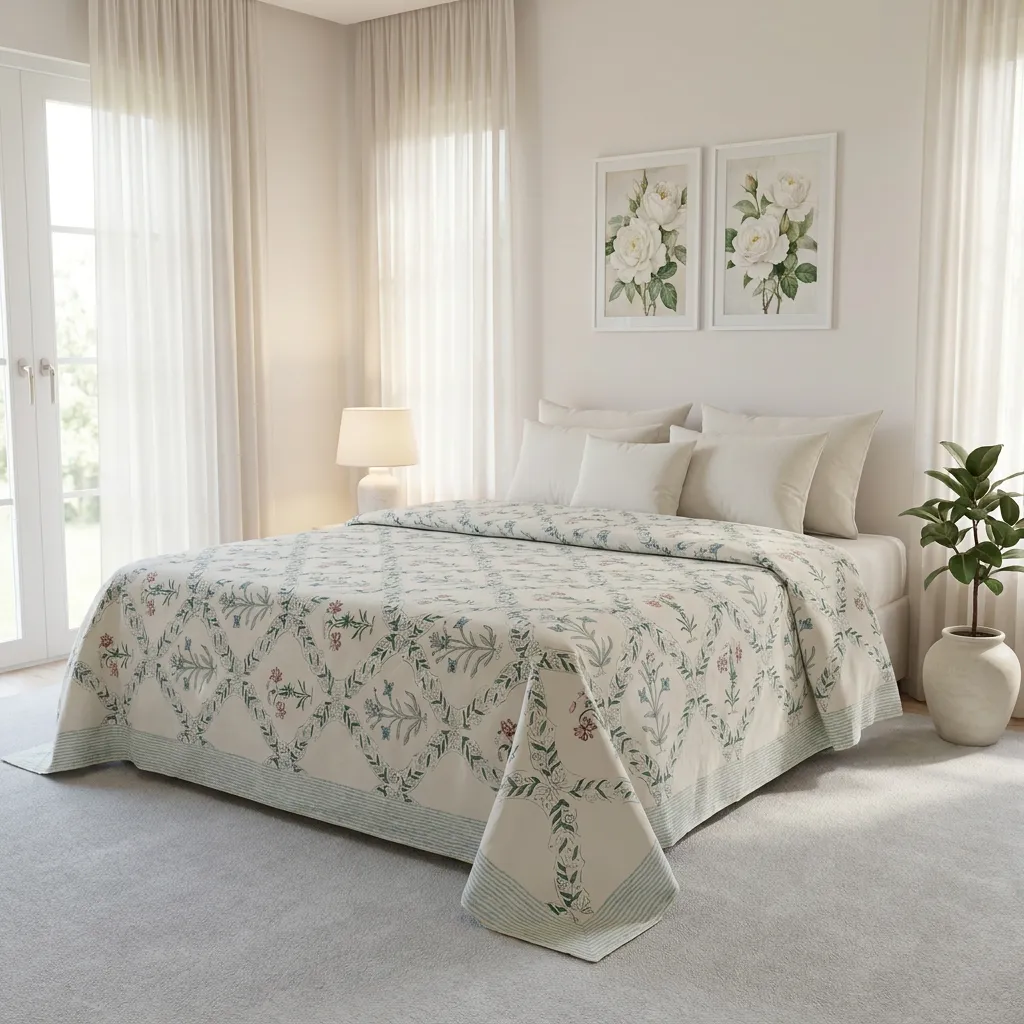 Queen Size Percale Fine Cotton Bedspread with 2 Pillow Cases 260950