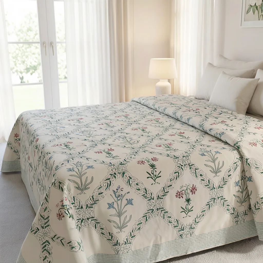Queen Size Percale Fine Cotton Bedspread with 2 Pillow Cases 260950