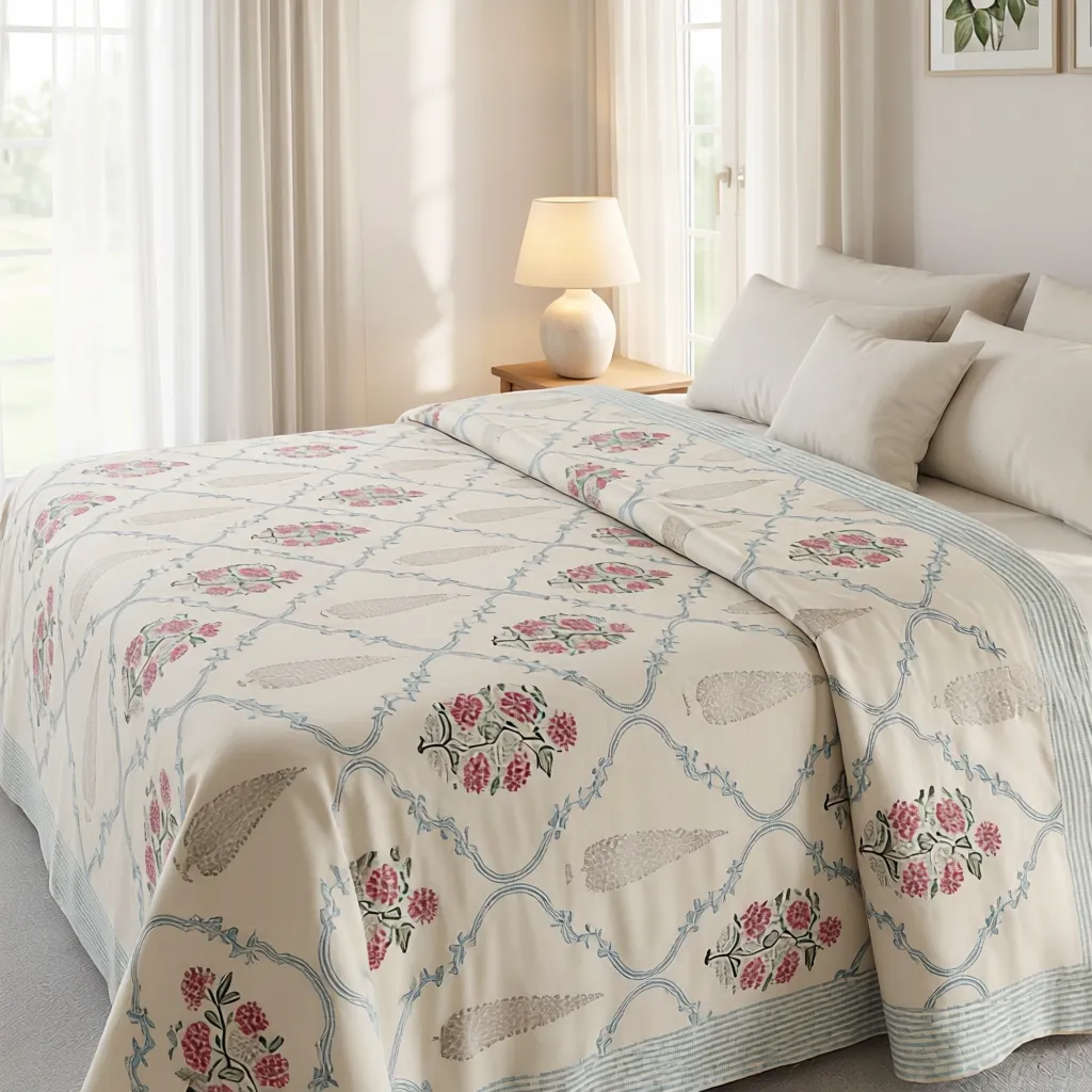 Queen Size Percale Fine Cotton Bedspread with 2 Pillow Cases 260959