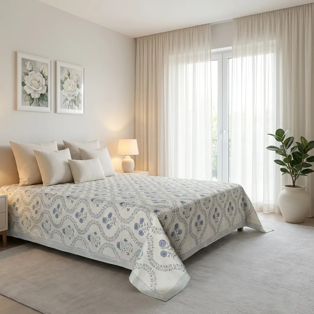 Queen Size Percale Fine Cotton Bedspread with 2 Pillow Cases 260968