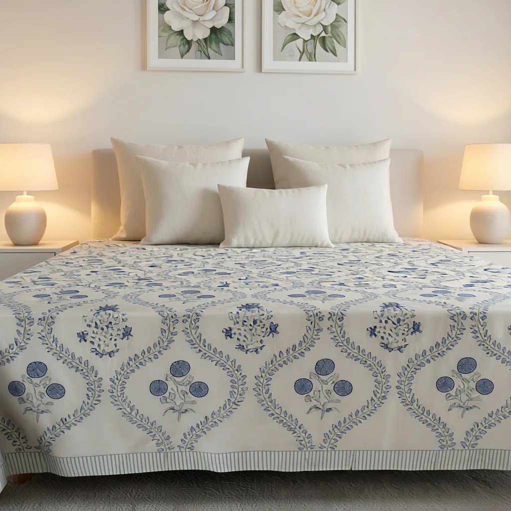 Queen Size Percale Fine Cotton Bedspread with 2 Pillow Cases 260968