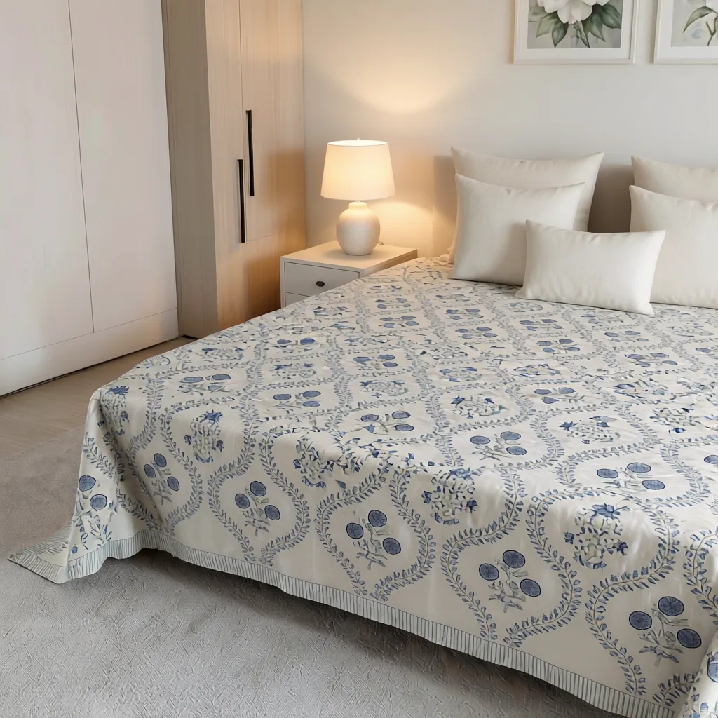 Queen Size Percale Fine Cotton Bedspread with 2 Pillow Cases 260968