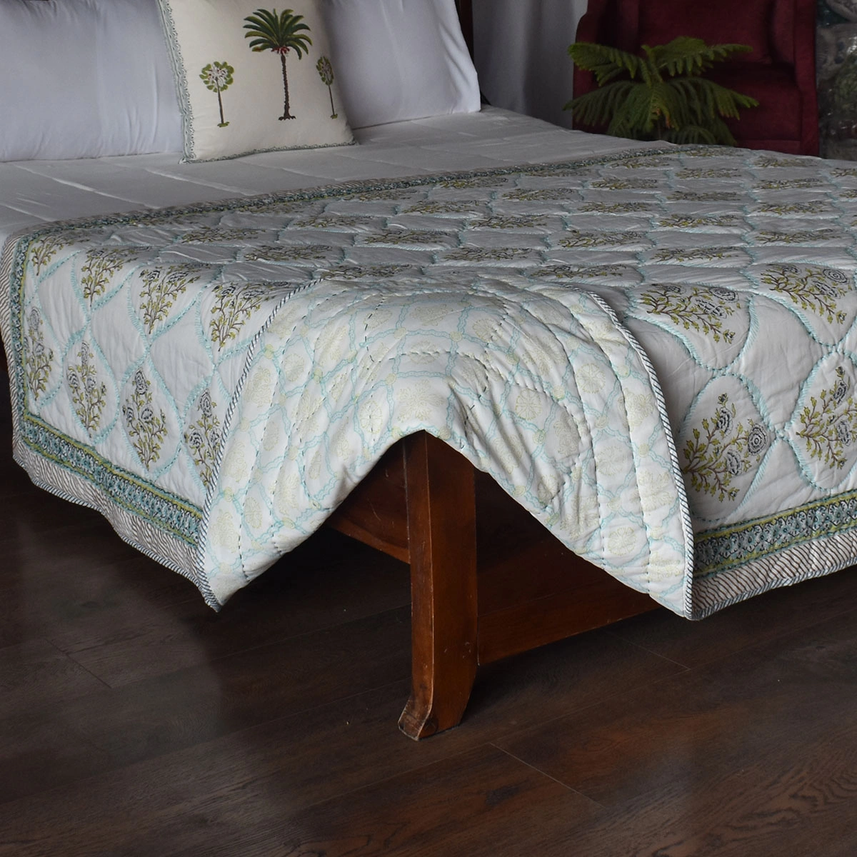 Hand Block Printed Cotton Twin Size Quilt  261011
