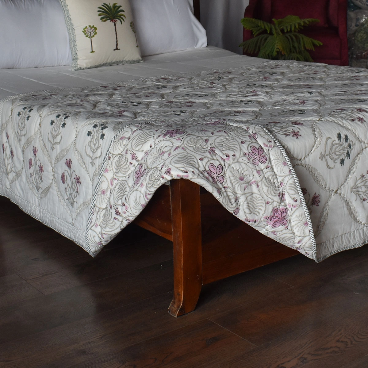 Hand Block Printed Cotton Twin Size Quilt  261012