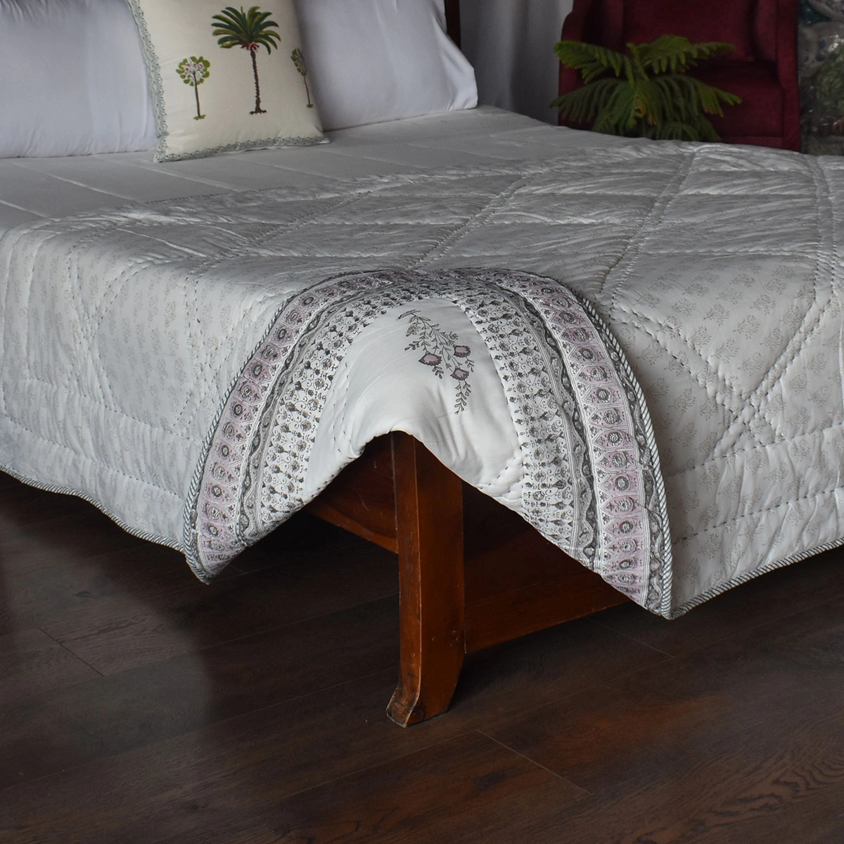 Hand Block Printed Cotton Twin Size Quilt 261013