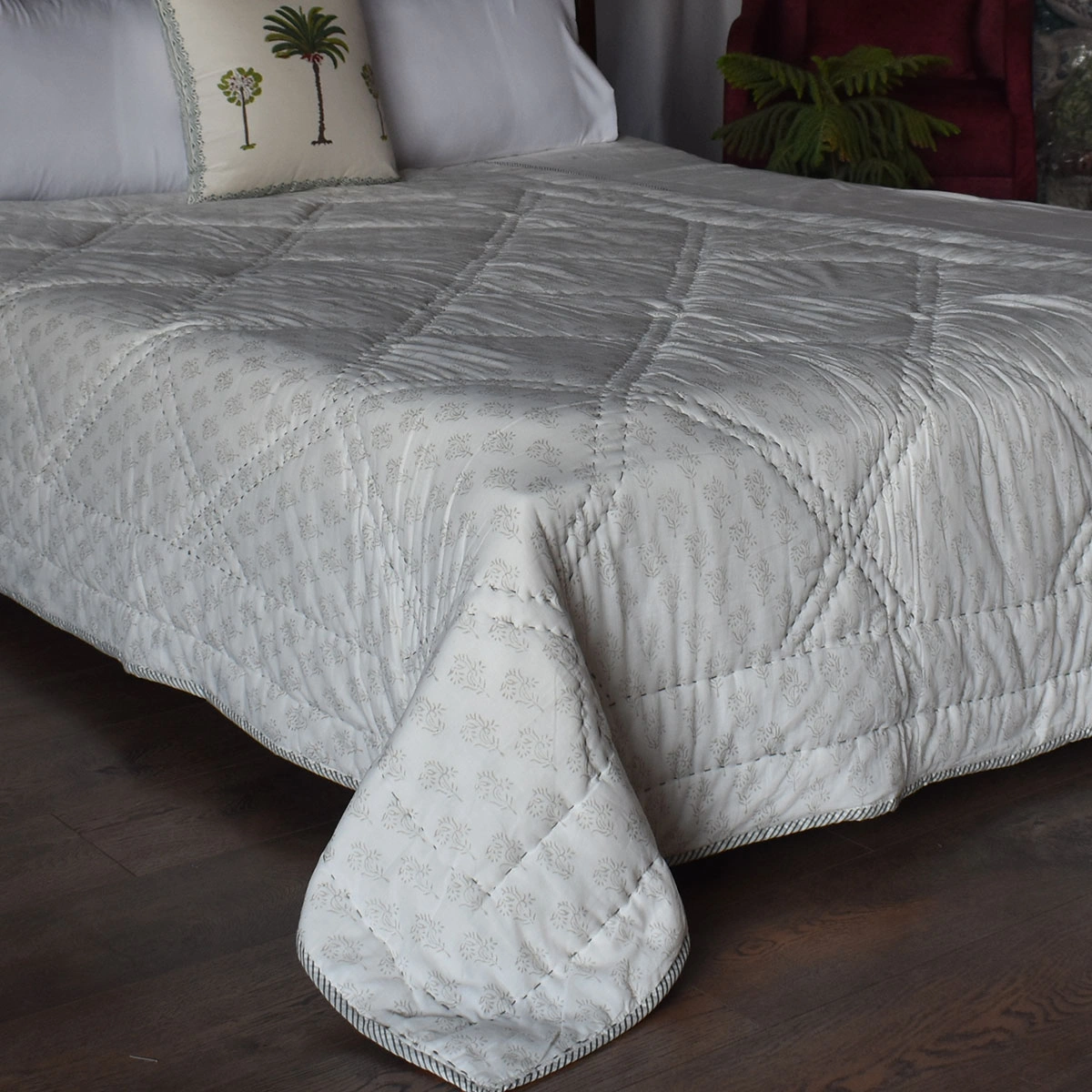 Hand Block Printed Cotton Twin Size Quilt  261013