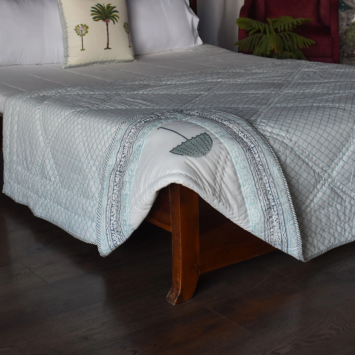 Hand Block Printed Cotton Twin Size Quilt  261016