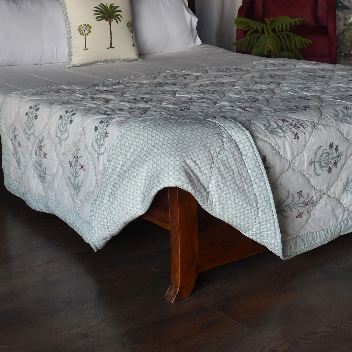 Hand Block Printed Cotton Twin Size Quilt 261018