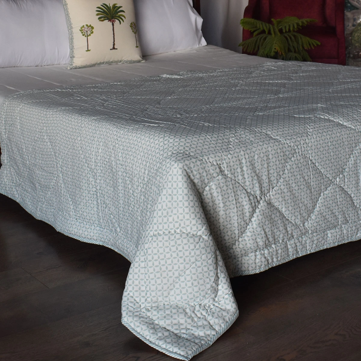 Hand Block Printed Cotton Twin Size Quilt  261018
