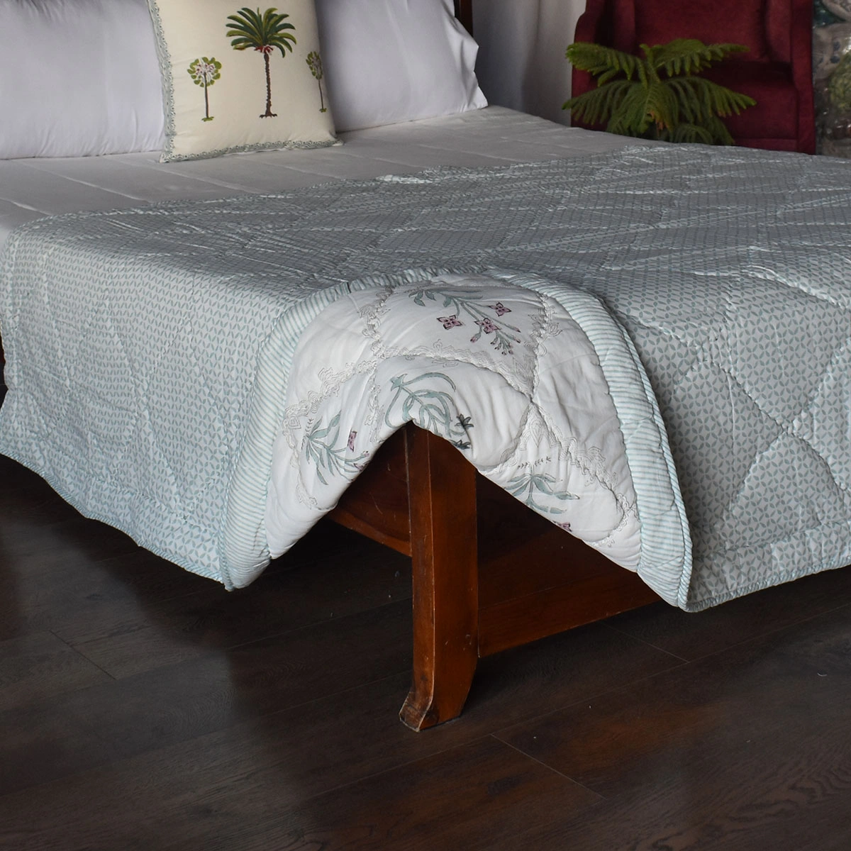 Hand Block Printed Cotton Twin Size Quilt  261018