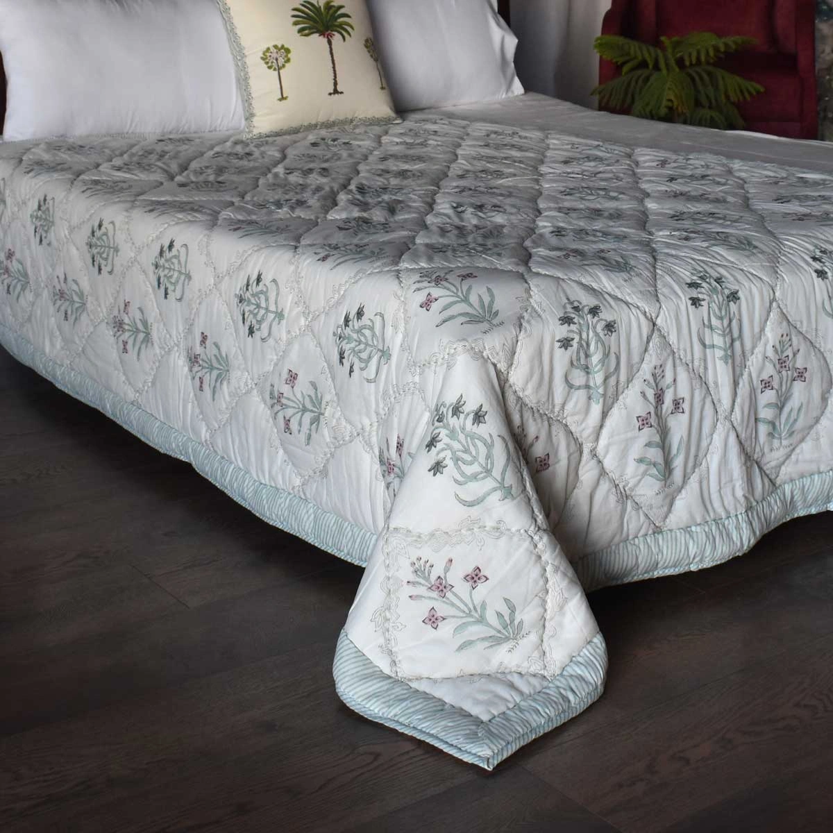 Hand Block Printed Cotton Twin Size Quilt  261018