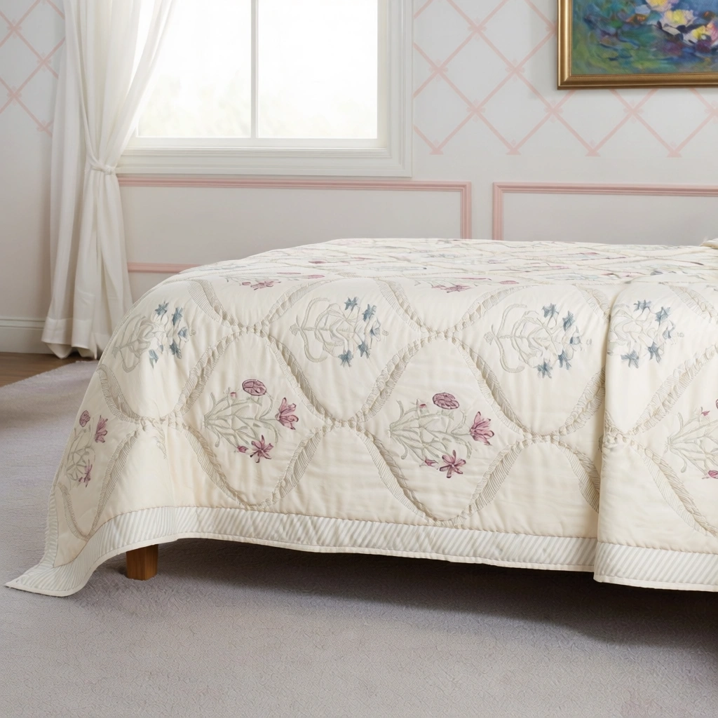 Hand Block Printed Cotton Twin Size Quilt 261020