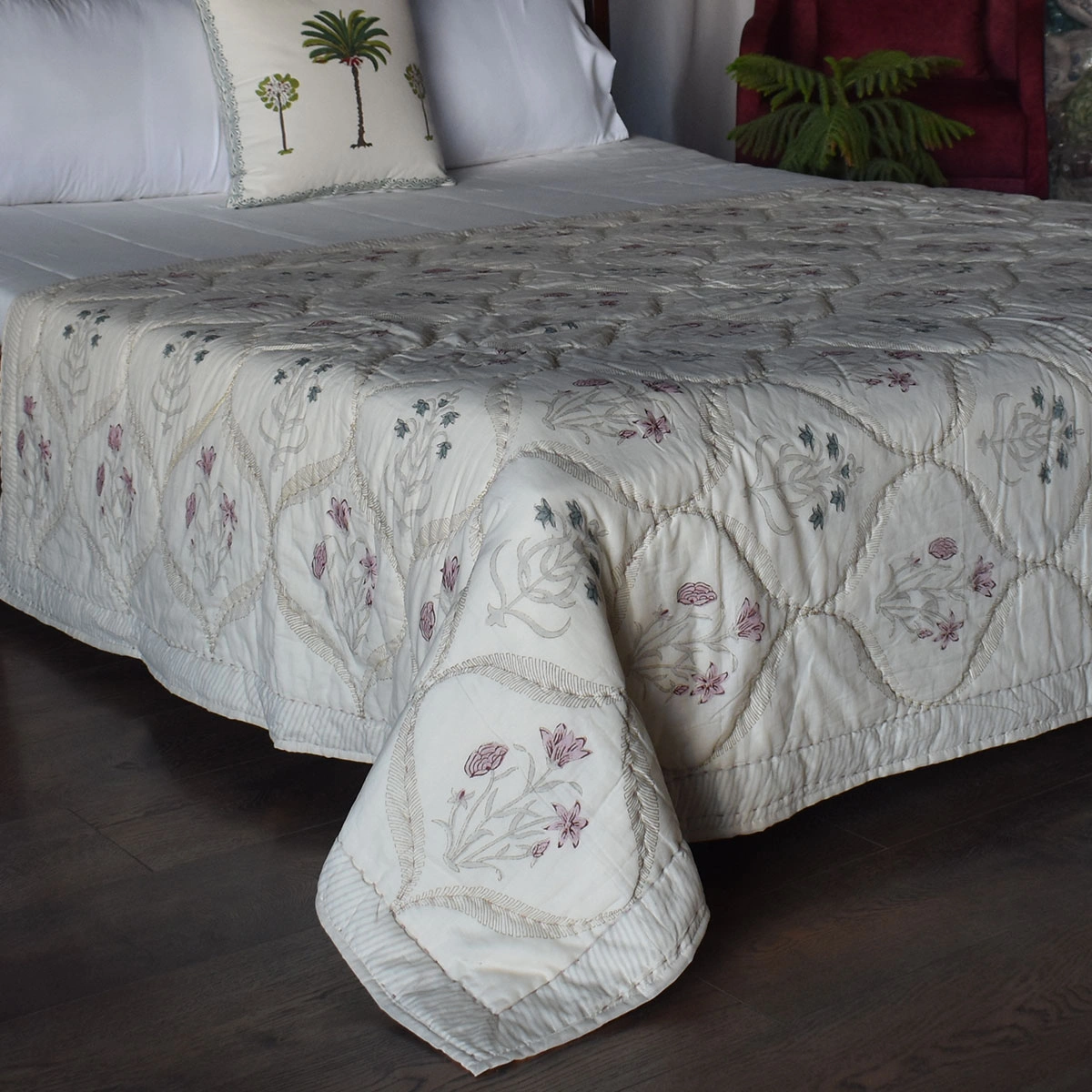 Hand Block Printed Cotton Twin Size Quilt  261020