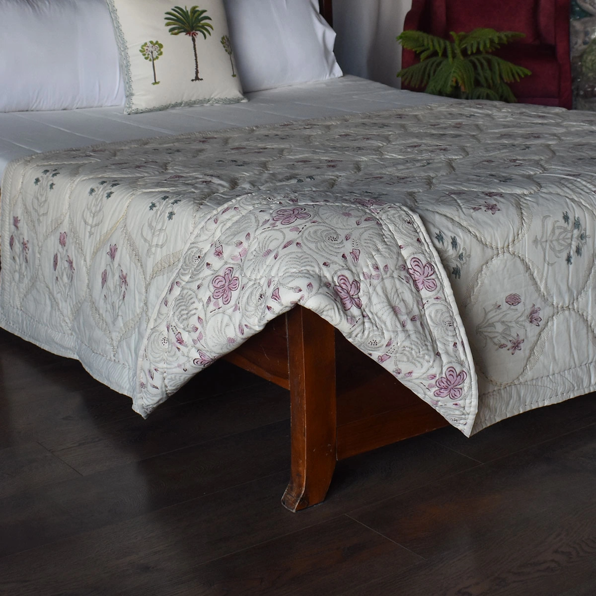 Hand Block Printed Cotton Twin Size Quilt 261020