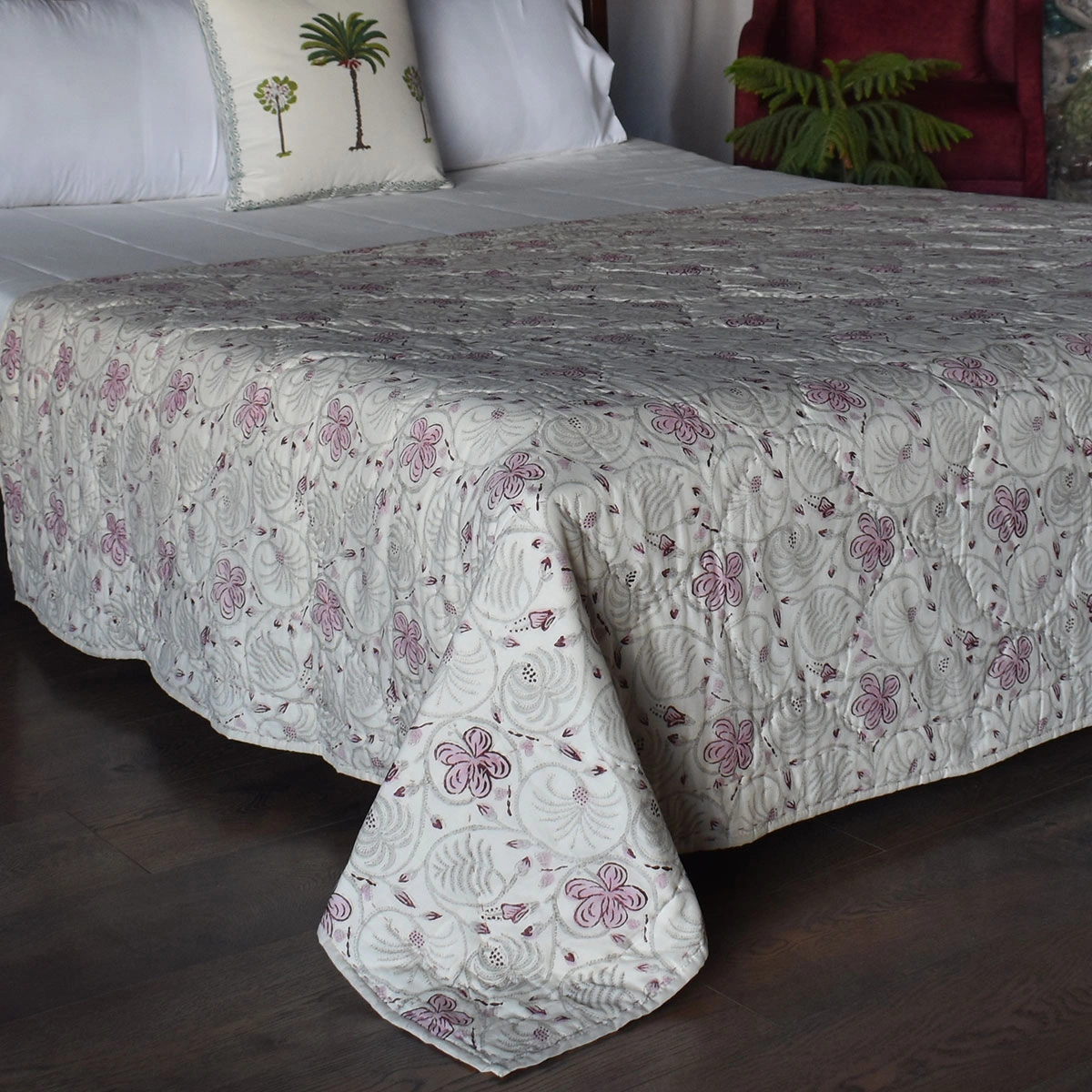 Hand Block Printed Cotton Twin Size Quilt 261020
