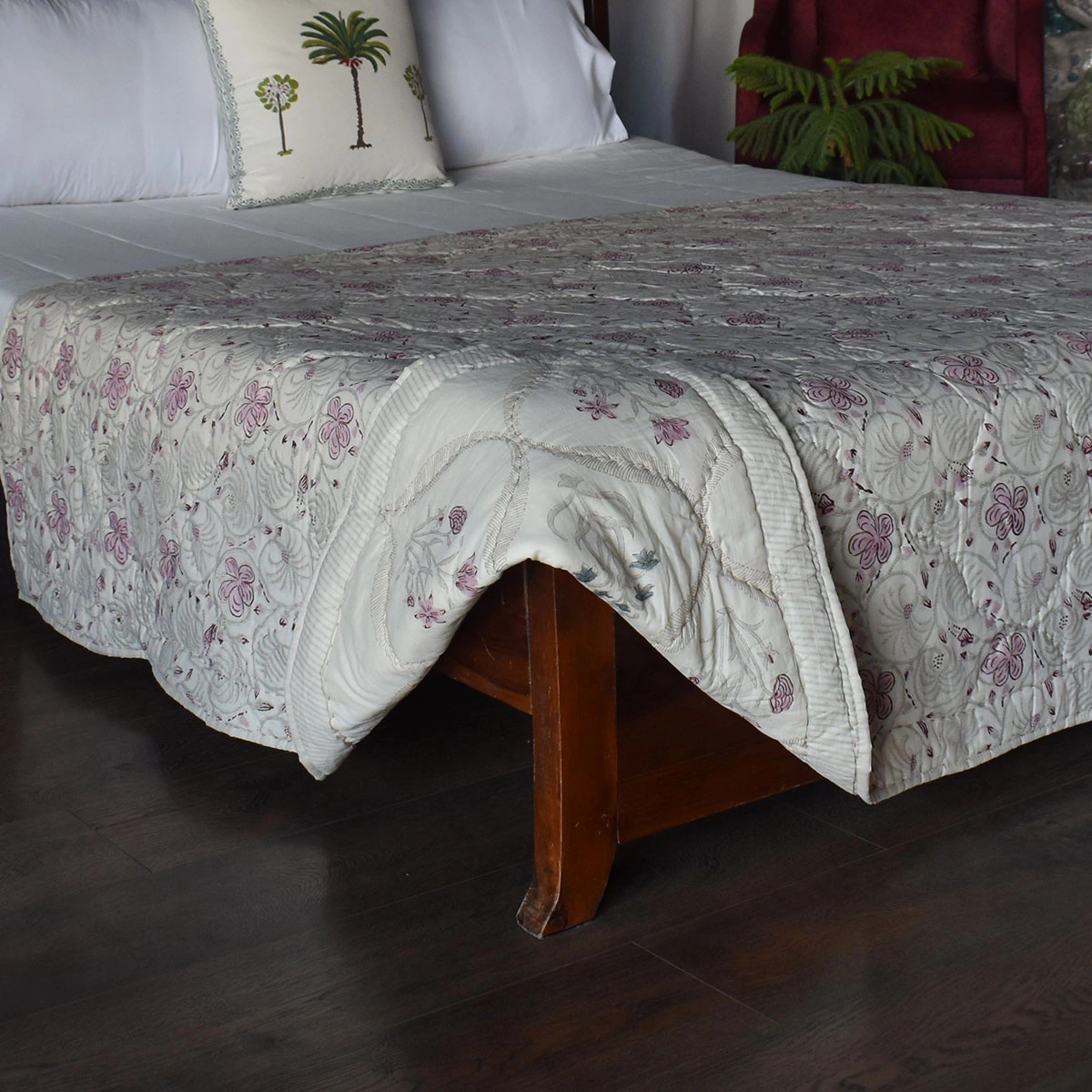Hand Block Printed Cotton Twin Size Quilt 261020
