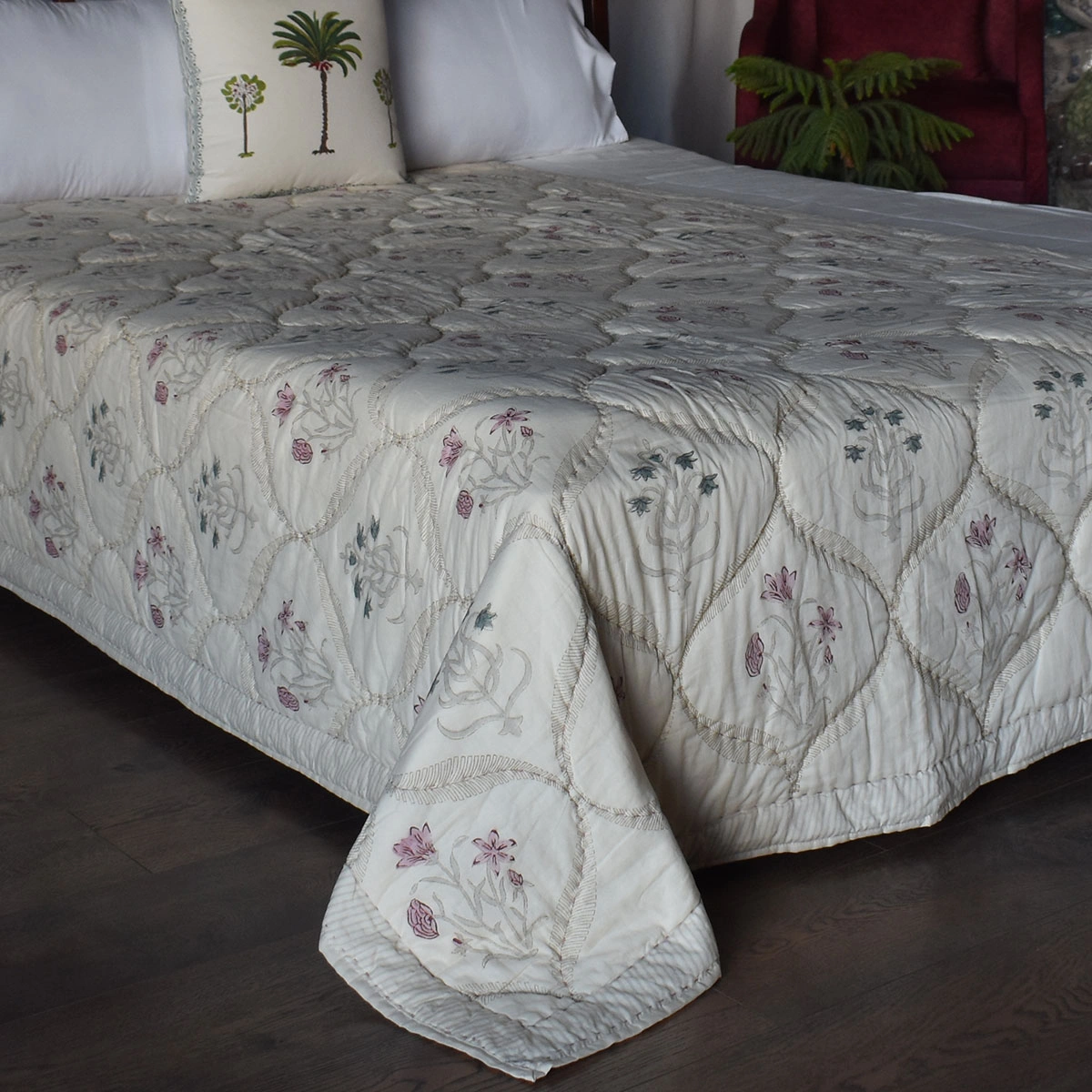 Hand Block Printed Cotton Twin Size Quilt 261020