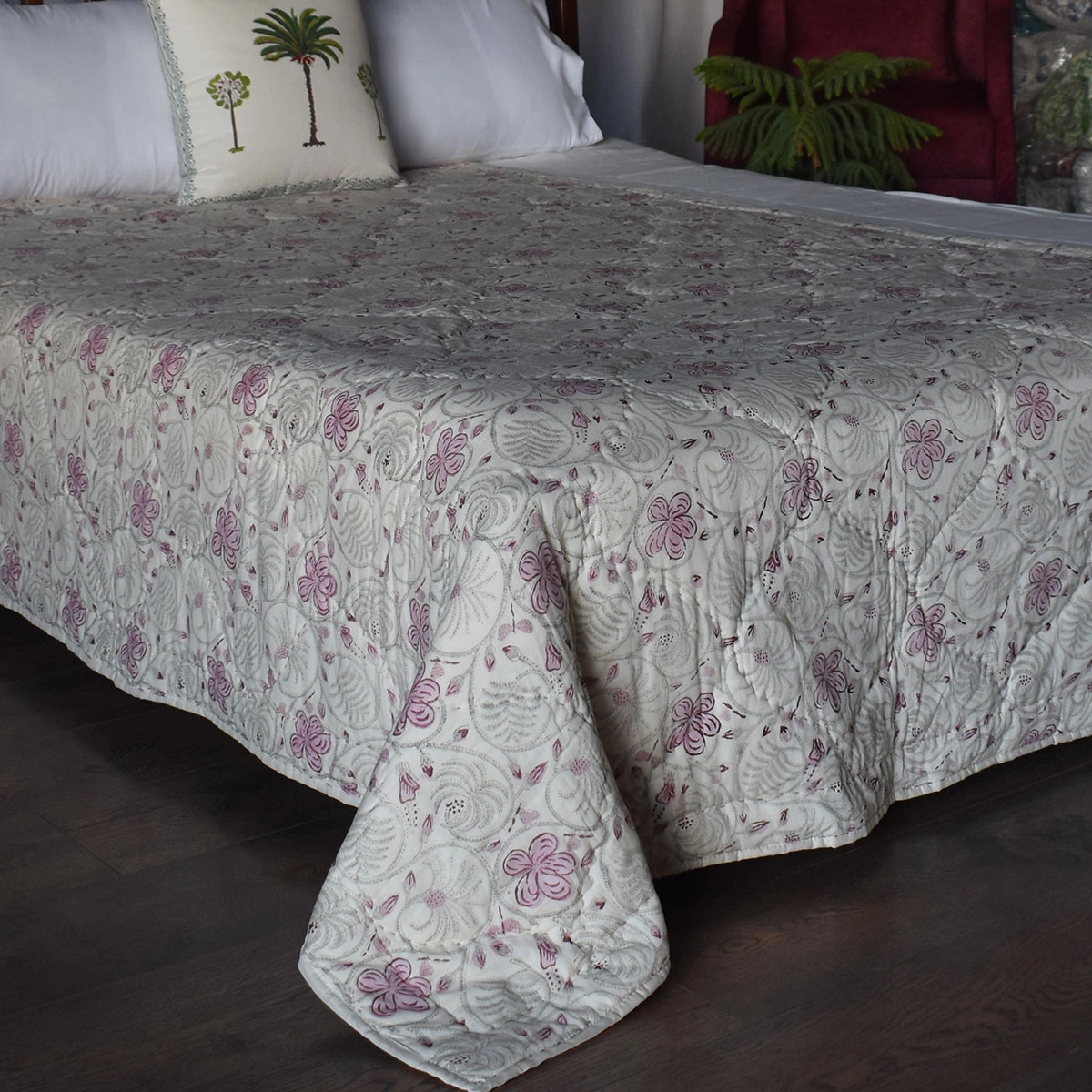 Hand Block Printed Cotton Twin Size Quilt 261020