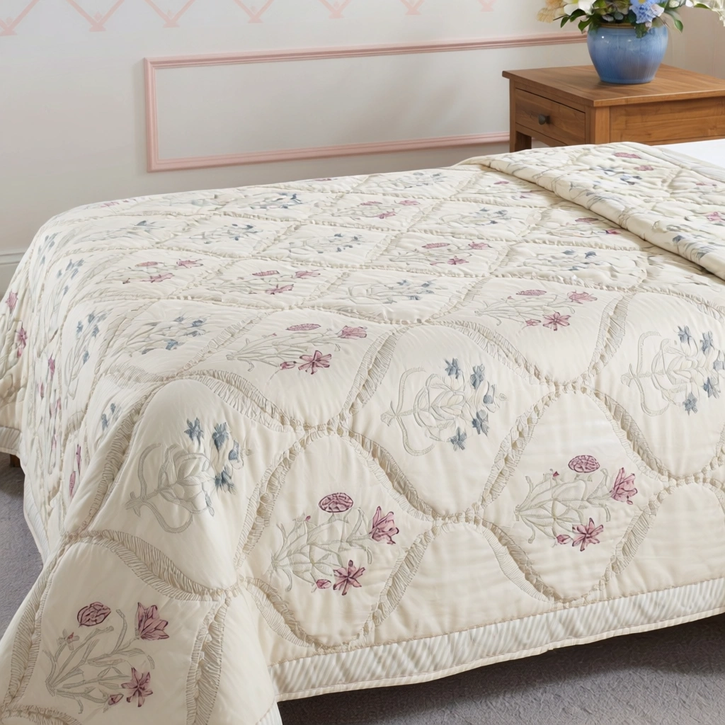Hand Block Printed Cotton Twin Size Quilt 261020