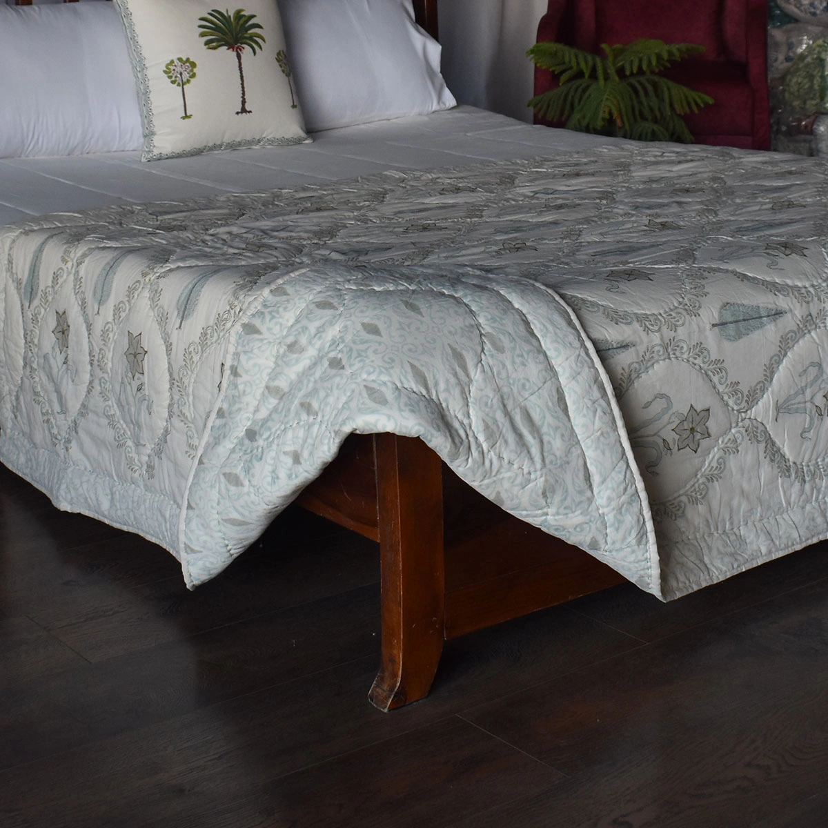 Hand Block Printed Cotton Twin Size Quilt 261021