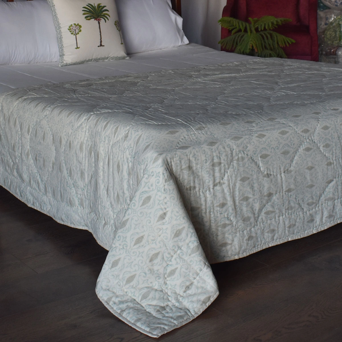 Hand Block Printed Cotton Twin Size Quilt 261021