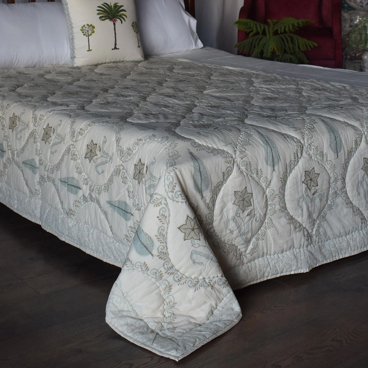 Hand Block Printed Cotton Twin Size Quilt 261021