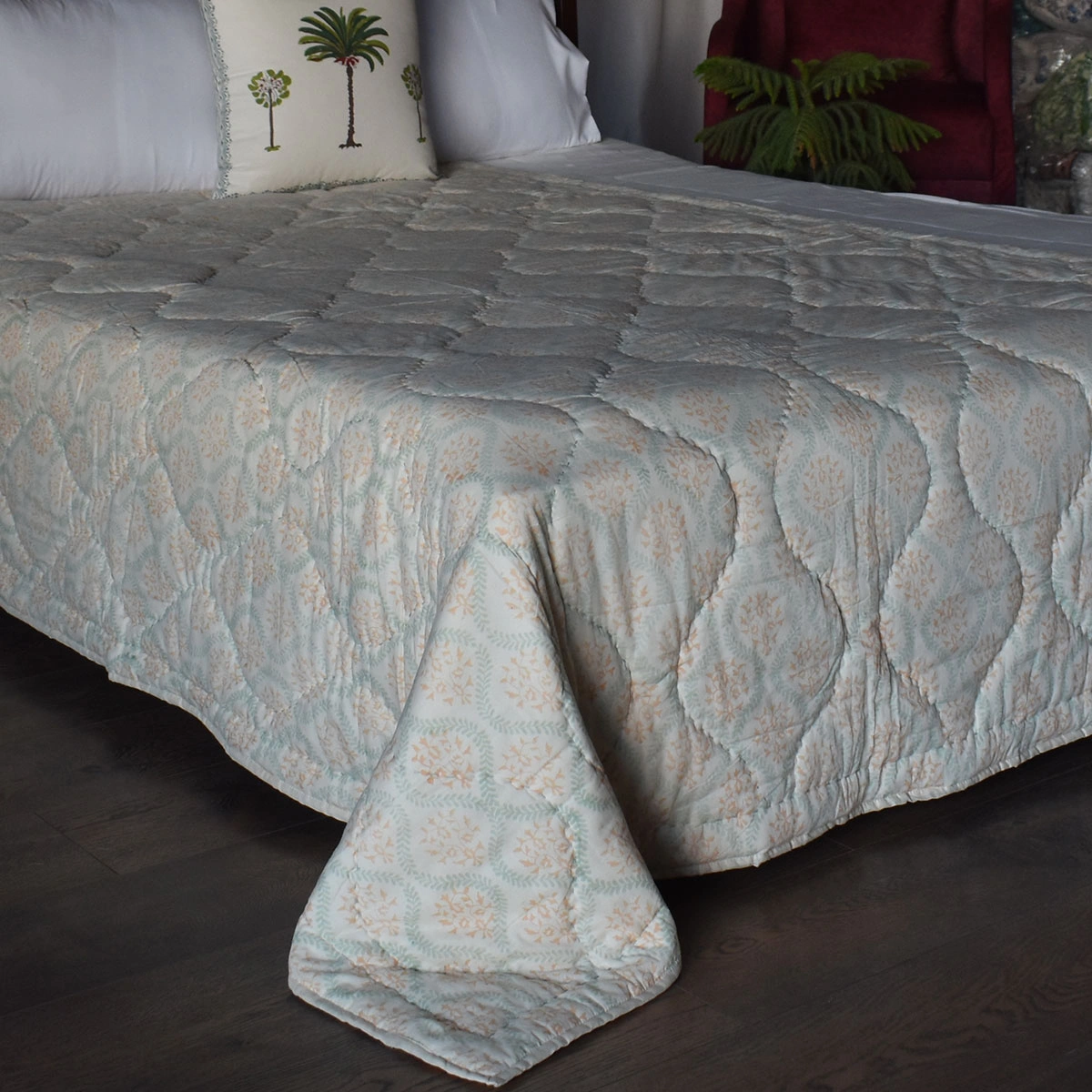 Hand Block Printed Cotton Twin Size Quilt 261022