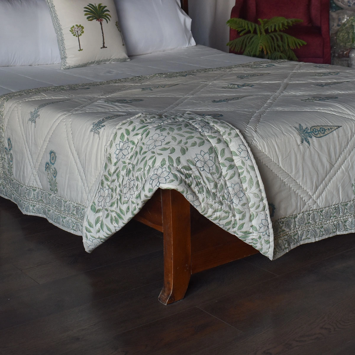 Hand Block Printed Cotton Twin Size Quilt  261023