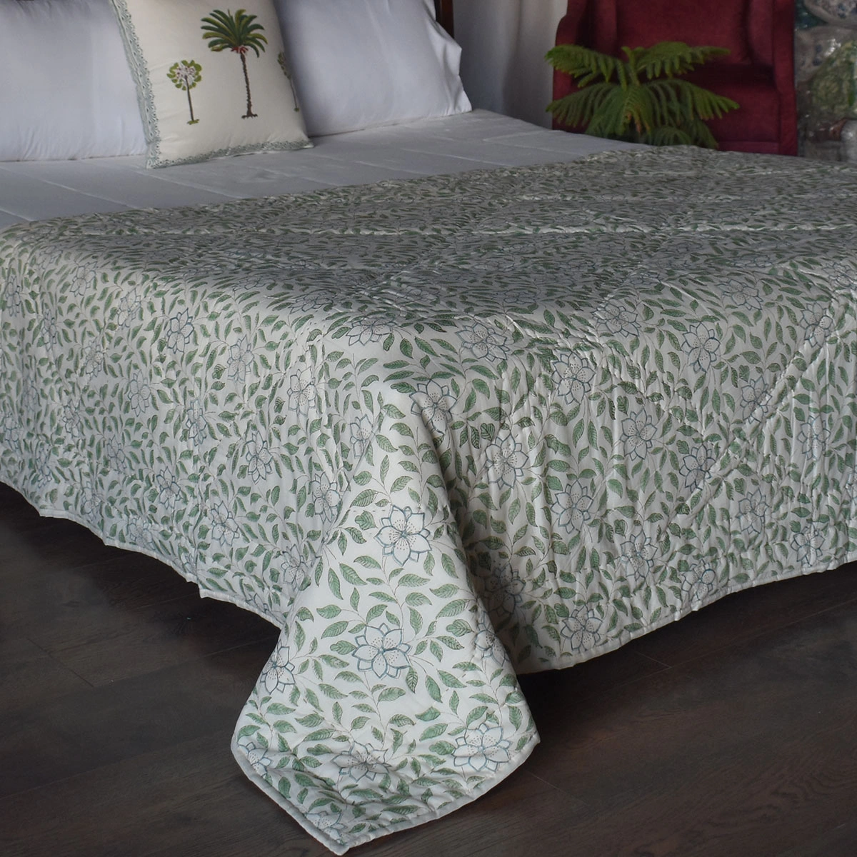 Hand Block Printed Cotton Twin Size Quilt 261023