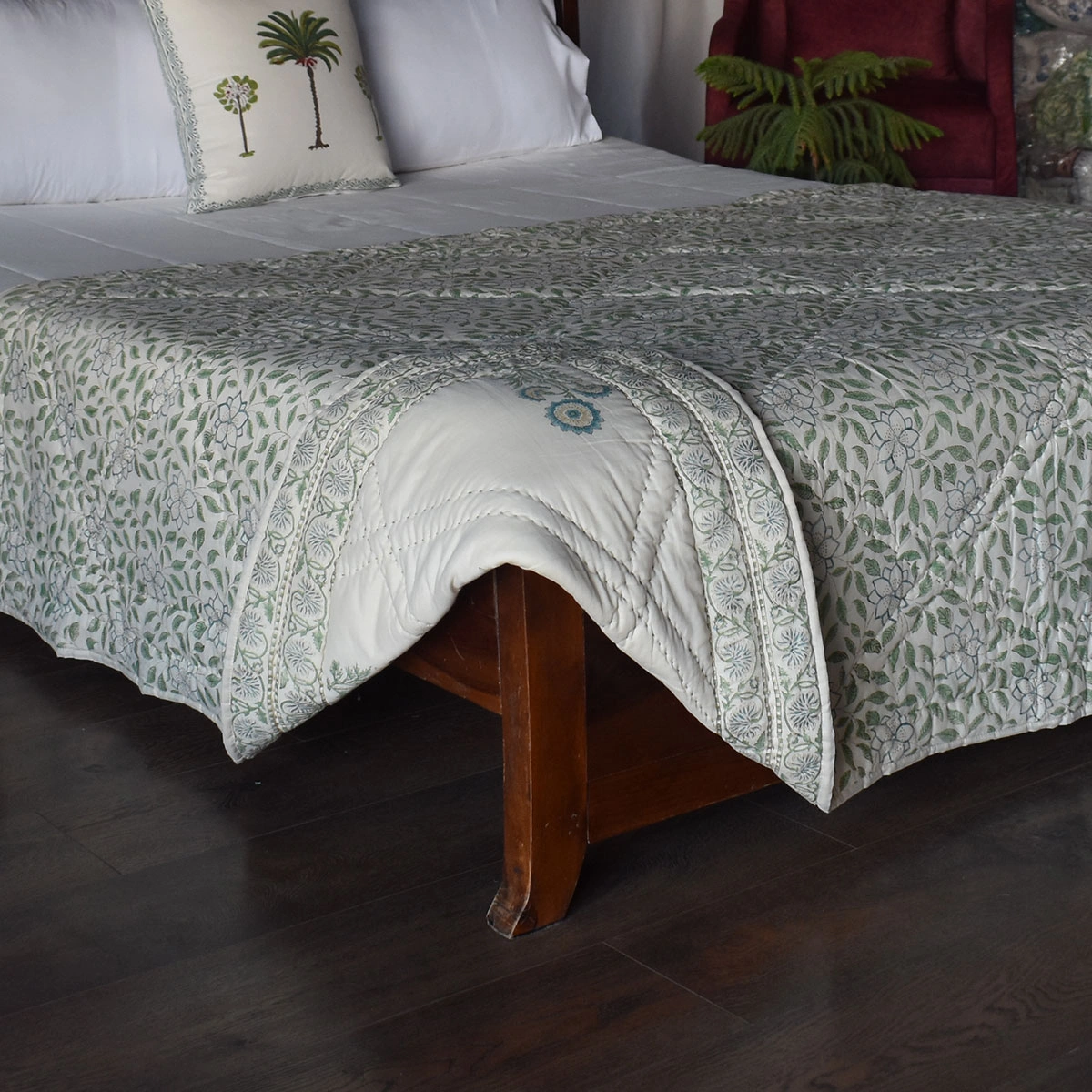Hand Block Printed Cotton Twin Size Quilt  261023