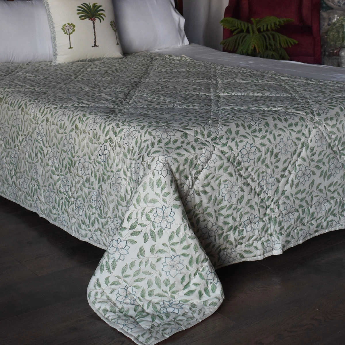 Hand Block Printed Cotton Twin Size Quilt  261023