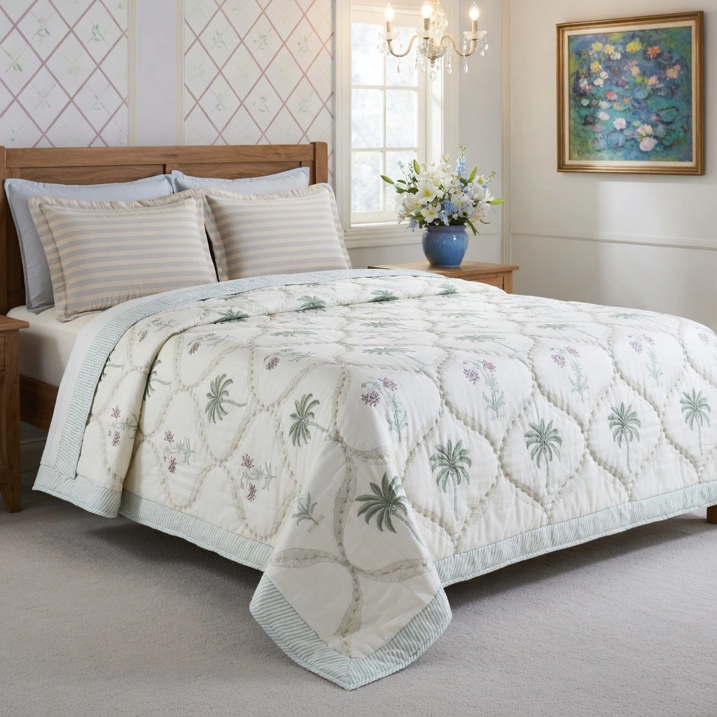 Hand Block Printed Cotton Queen Size Quilt  261201