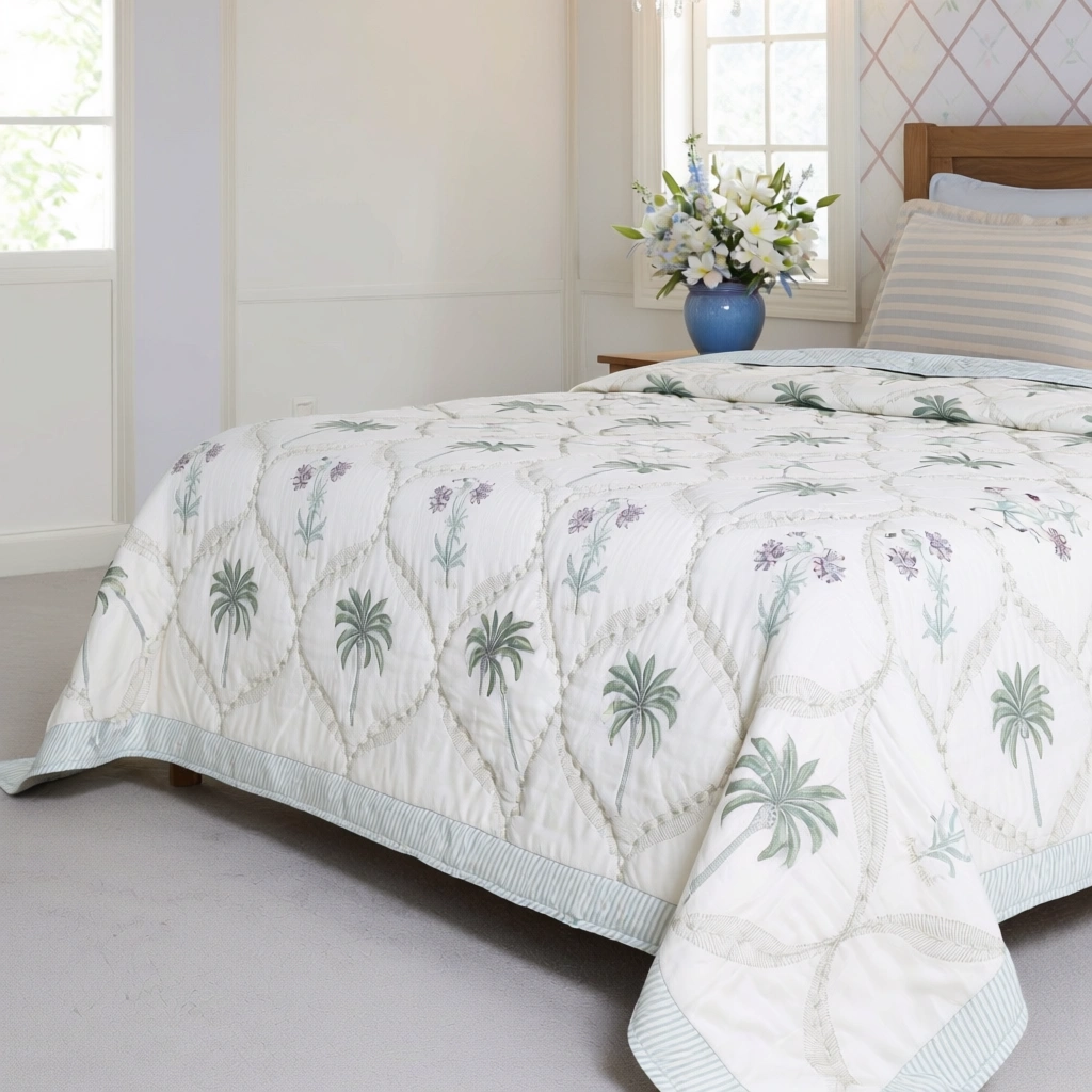 Hand Block Printed Cotton Queen Size Quilt  261201