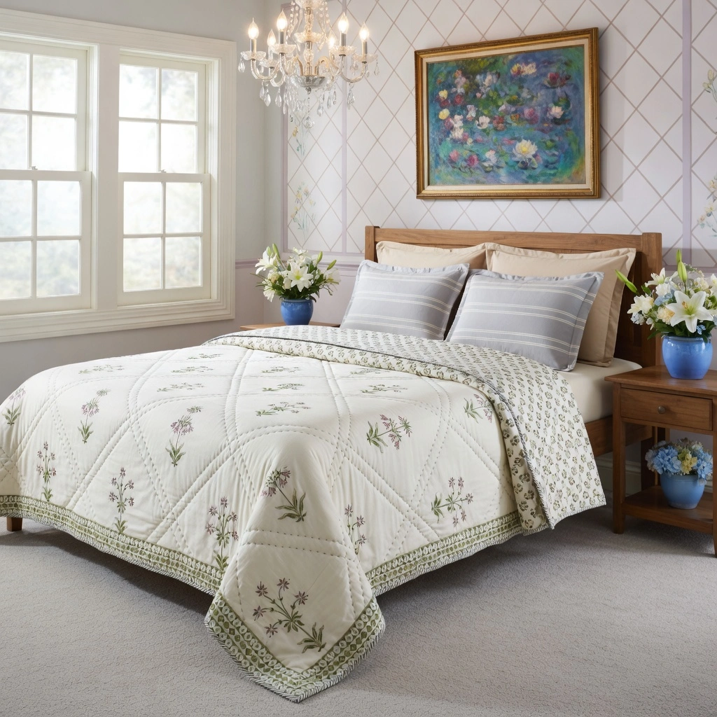 Hand Block Printed Cotton Queen Size Quilt  261205