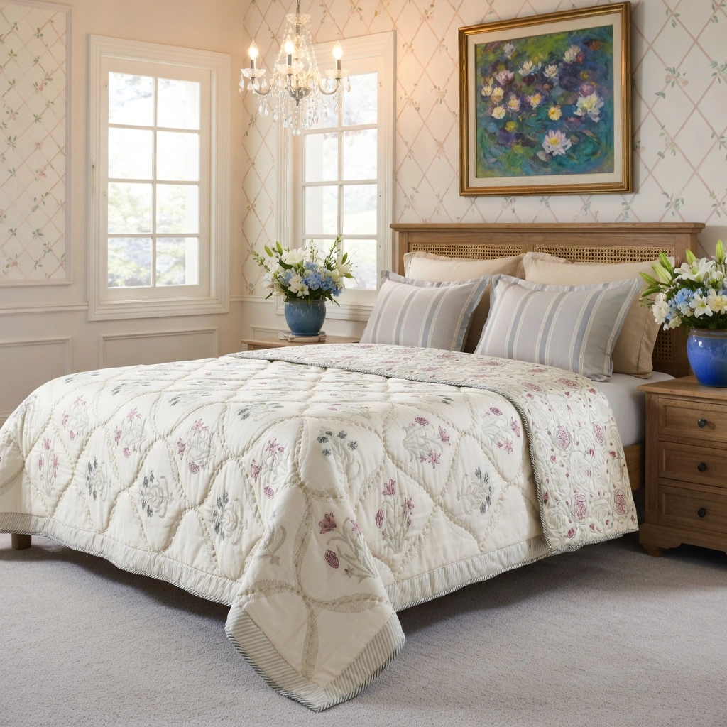 Hand Block Printed Cotton Queen Size Quilt 261206