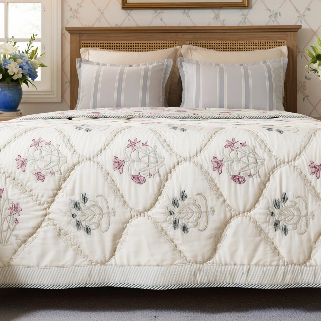 Hand Block Printed Cotton Queen Size Quilt  261206