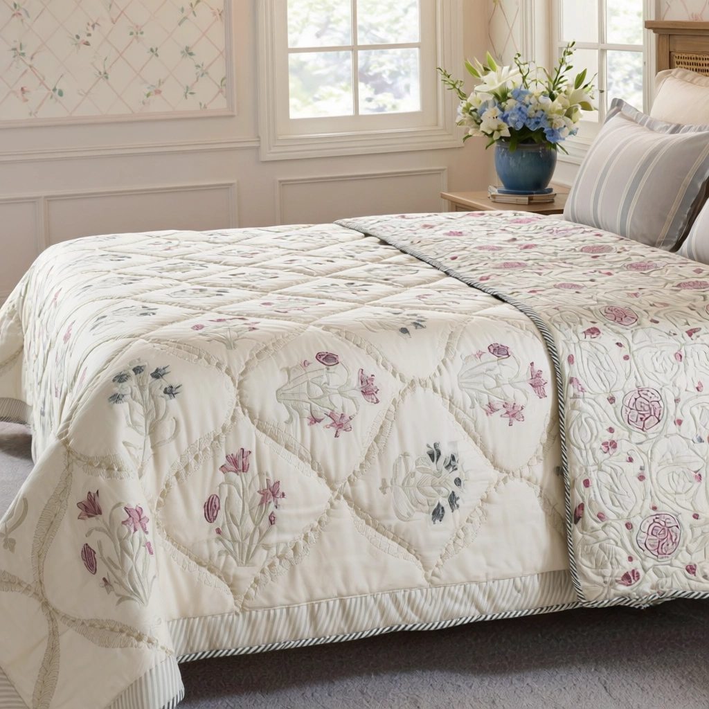 Hand Block Printed Cotton Queen Size Quilt 261206