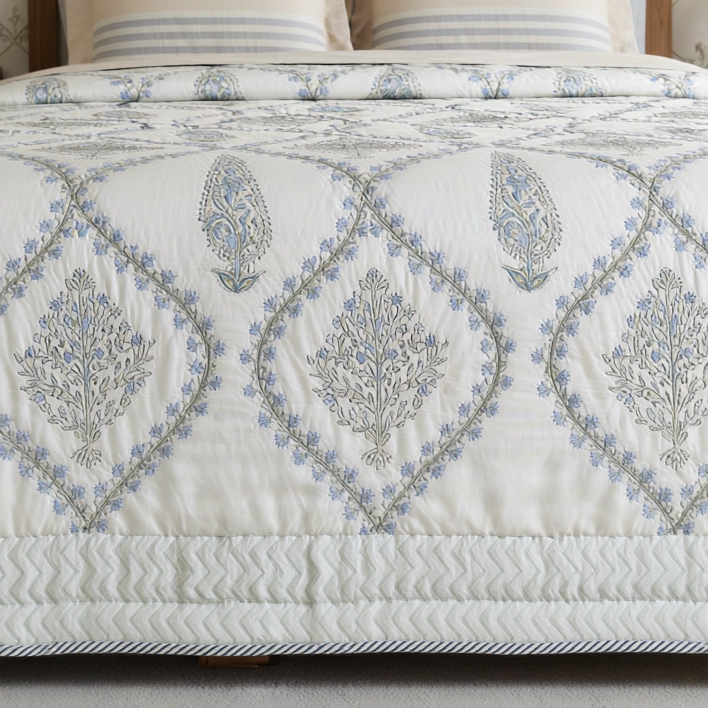 Hand Block Printed Cotton Queen Size Quilt  261208