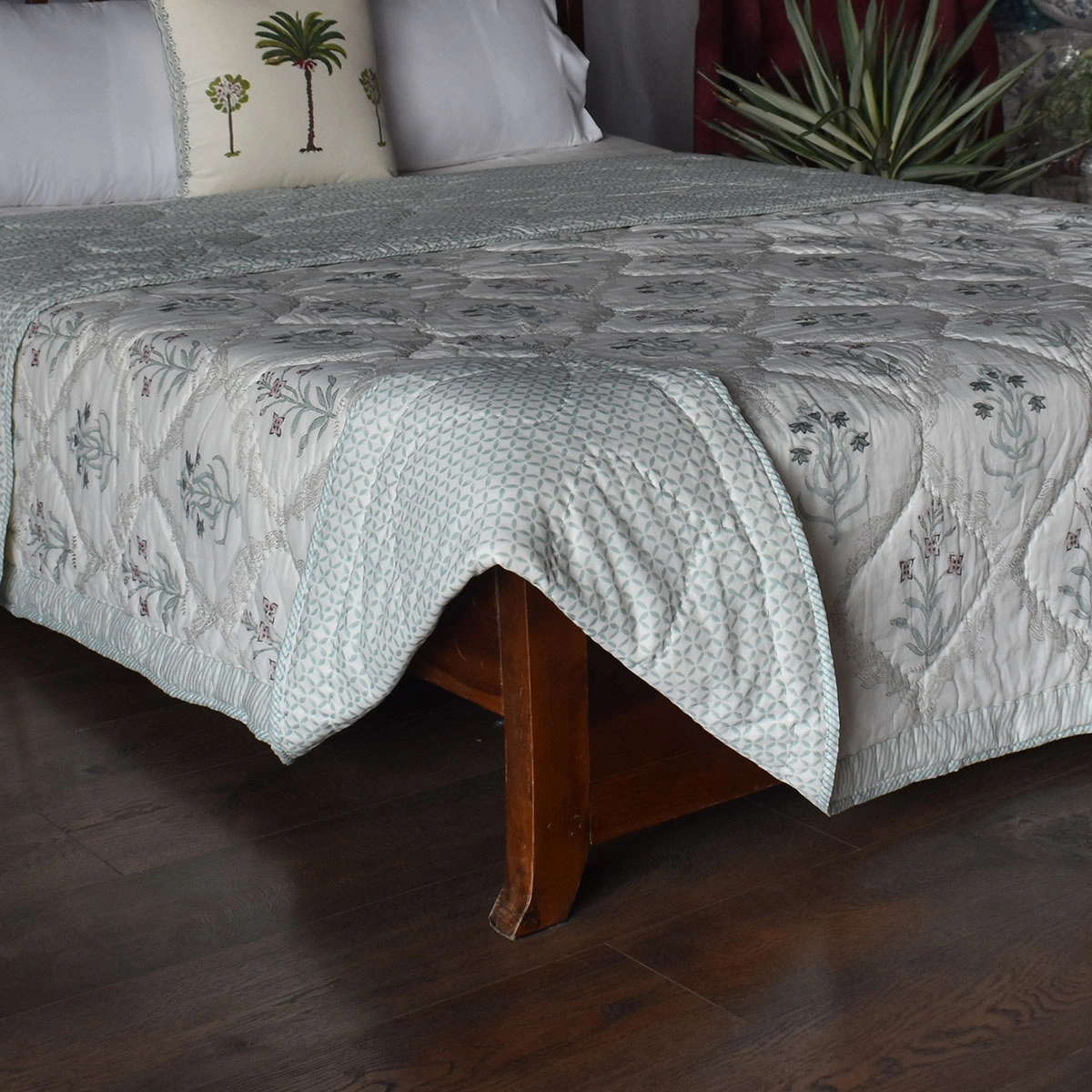 Hand Block Printed Cotton Queen Size Quilt  261209