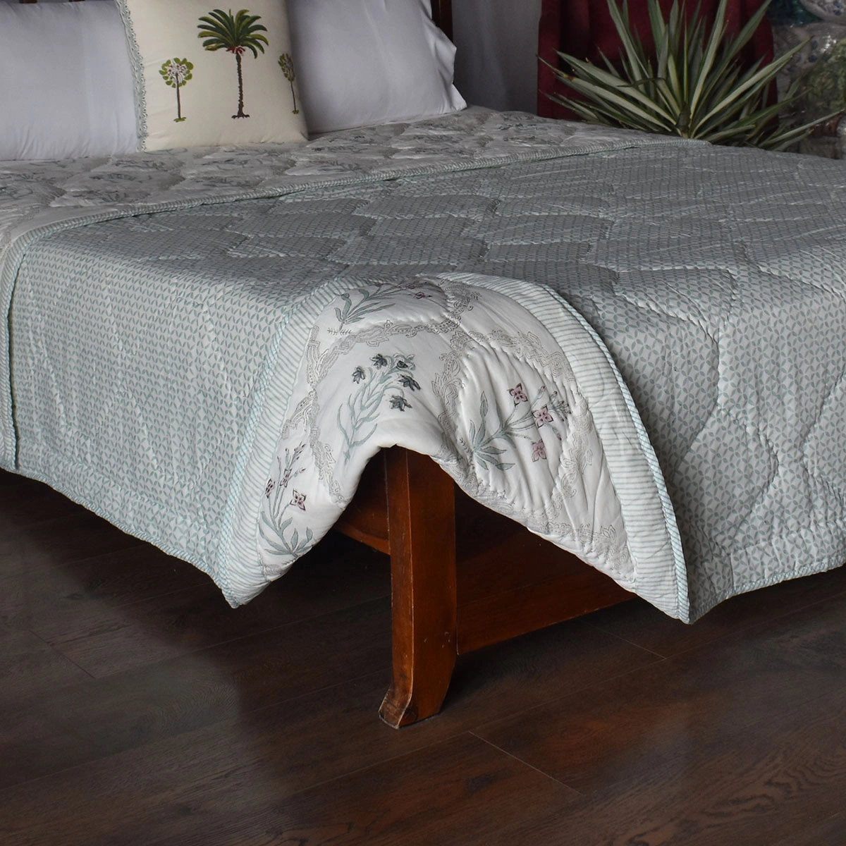 Hand Block Printed Cotton Queen Size Quilt  261209