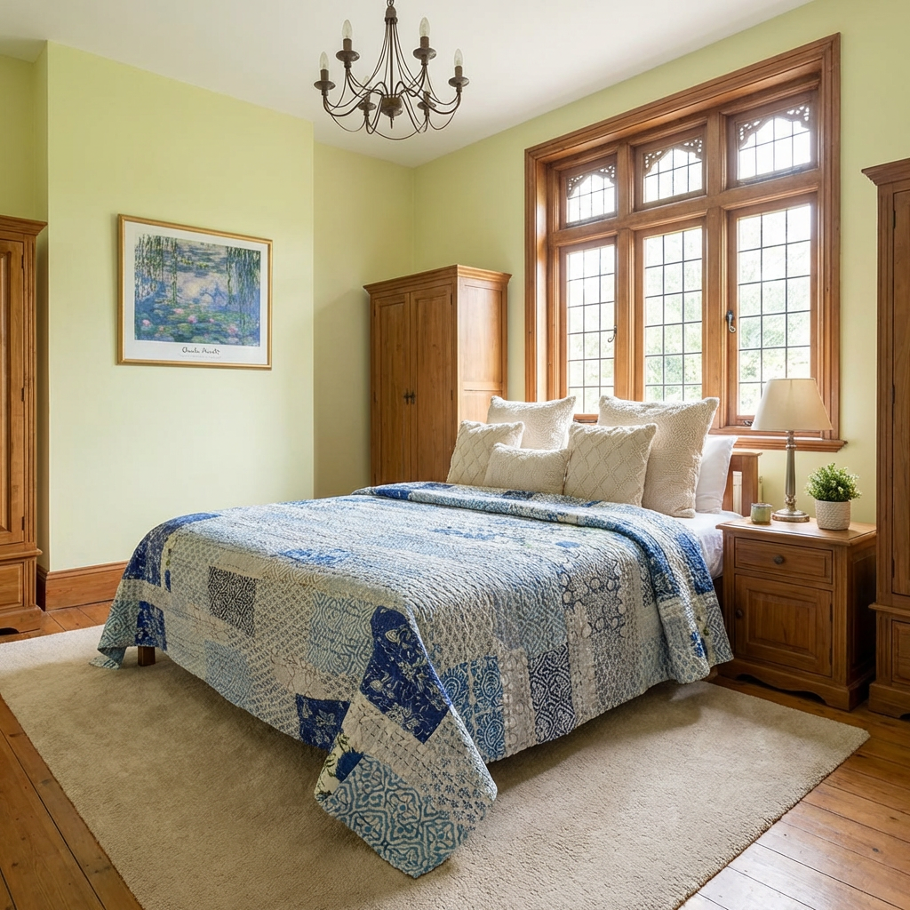 Hand Quilted Kantha Patchwork Quilt  Artisan-Made Elegance by Roopantaran  262012