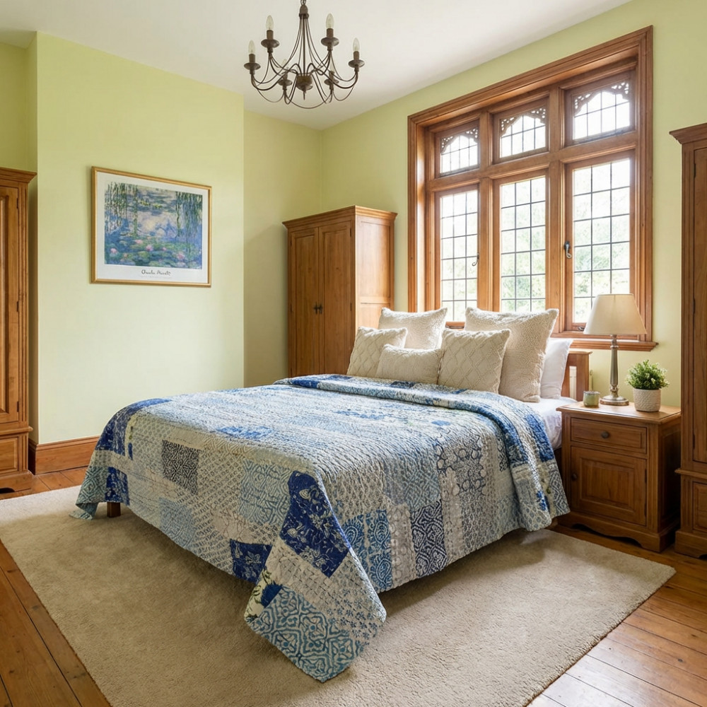 Image of Hand Quilted Kantha Patchwork Quilt – Artisan-Made Elegance by Roopantaran | 262012