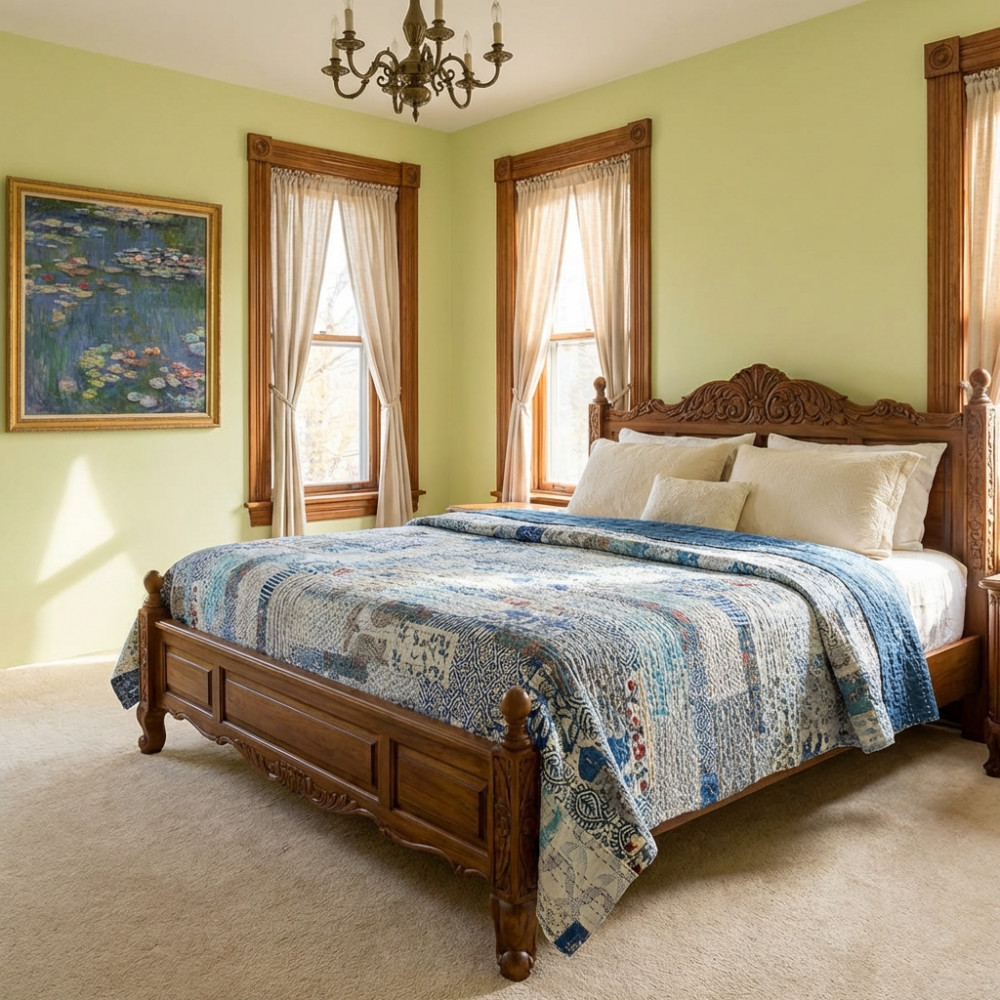 Image of Hand Quilted Kantha Patchwork Quilt – Artisan-Made Elegance by Roopantaran | 262021