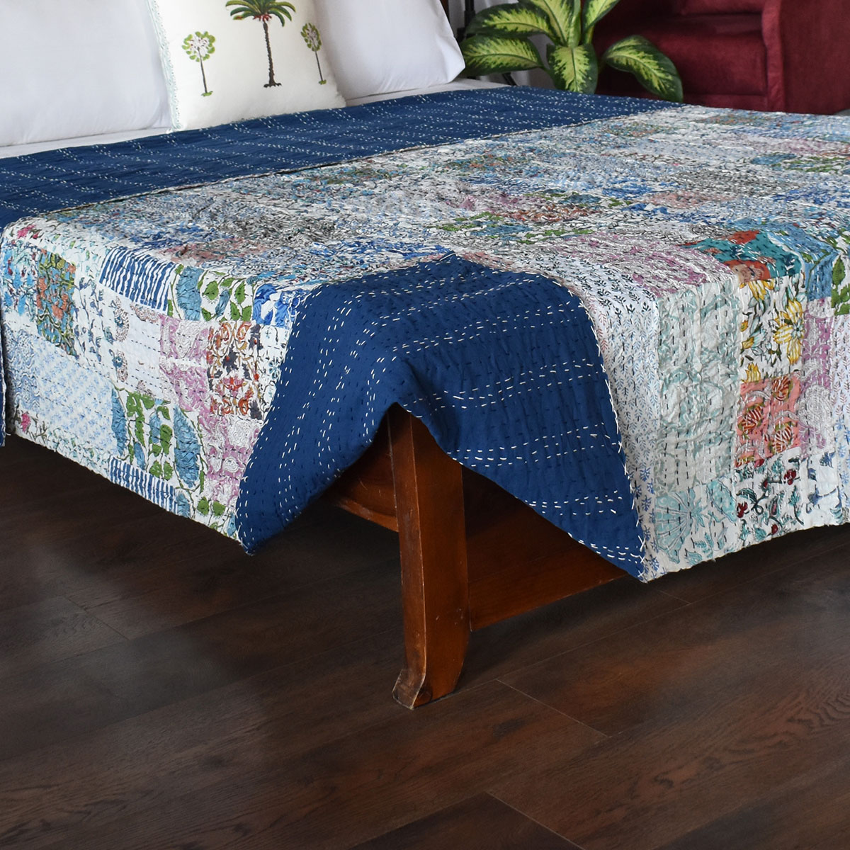 Hand Quilted Kantha Patchwork Quilt Artisan-Made Elegance by Roopantaran 262023